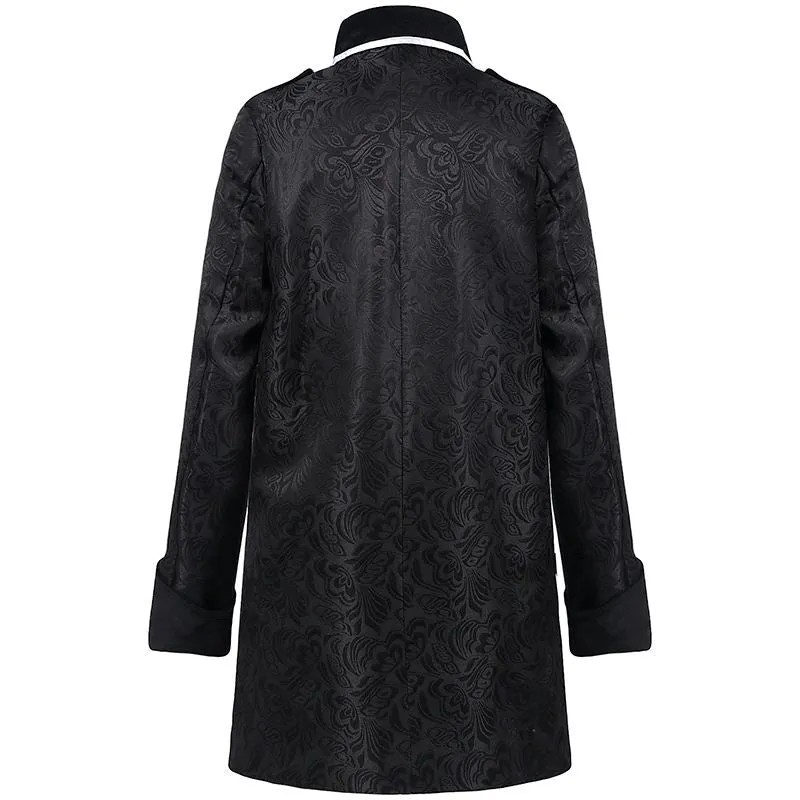 Men's Gothic Coat Vintage Black Steampunk Victorian Jacket Medieval Halloween Costume