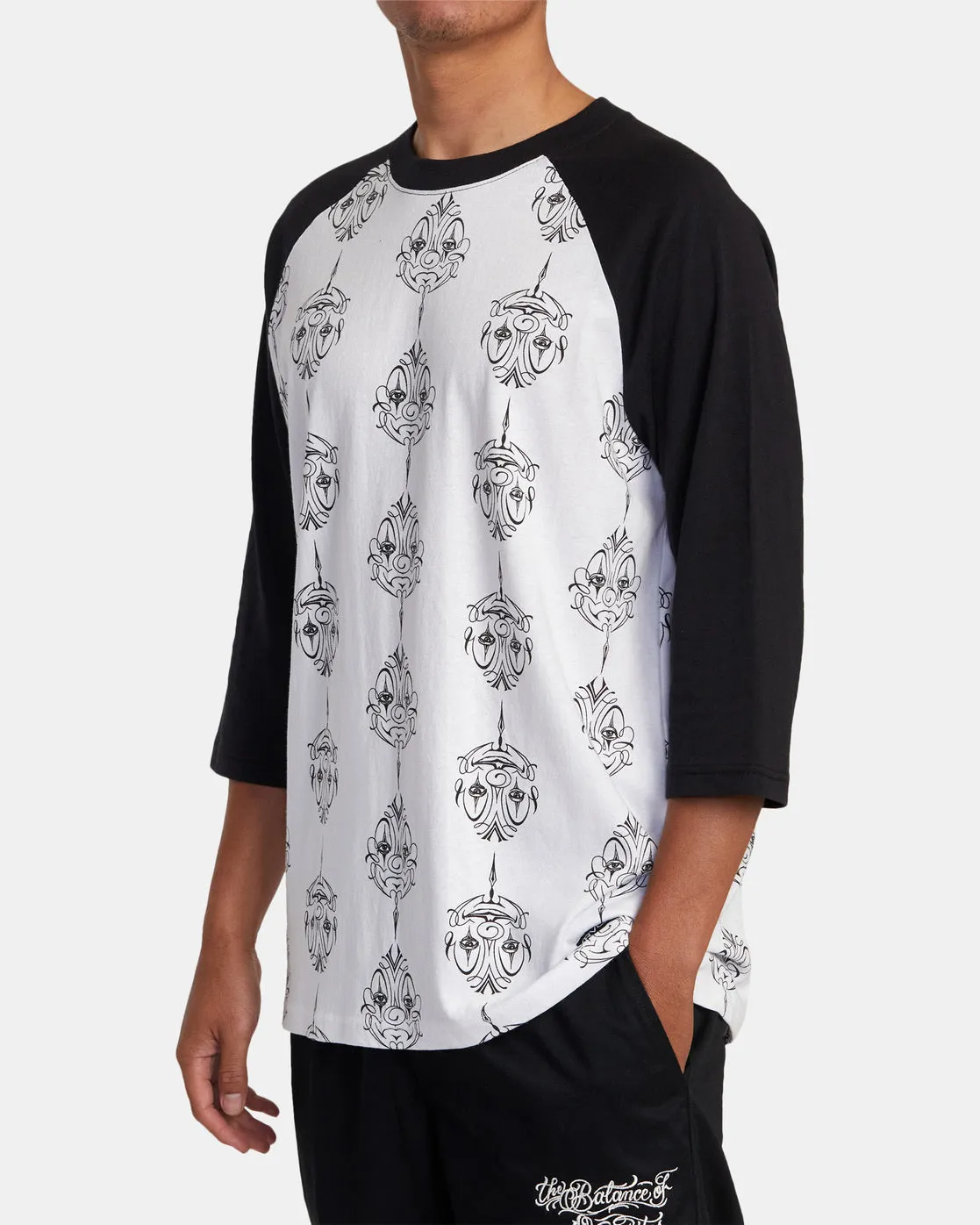 Mister Cartoon Smile Now Baseball Tee - Black/White