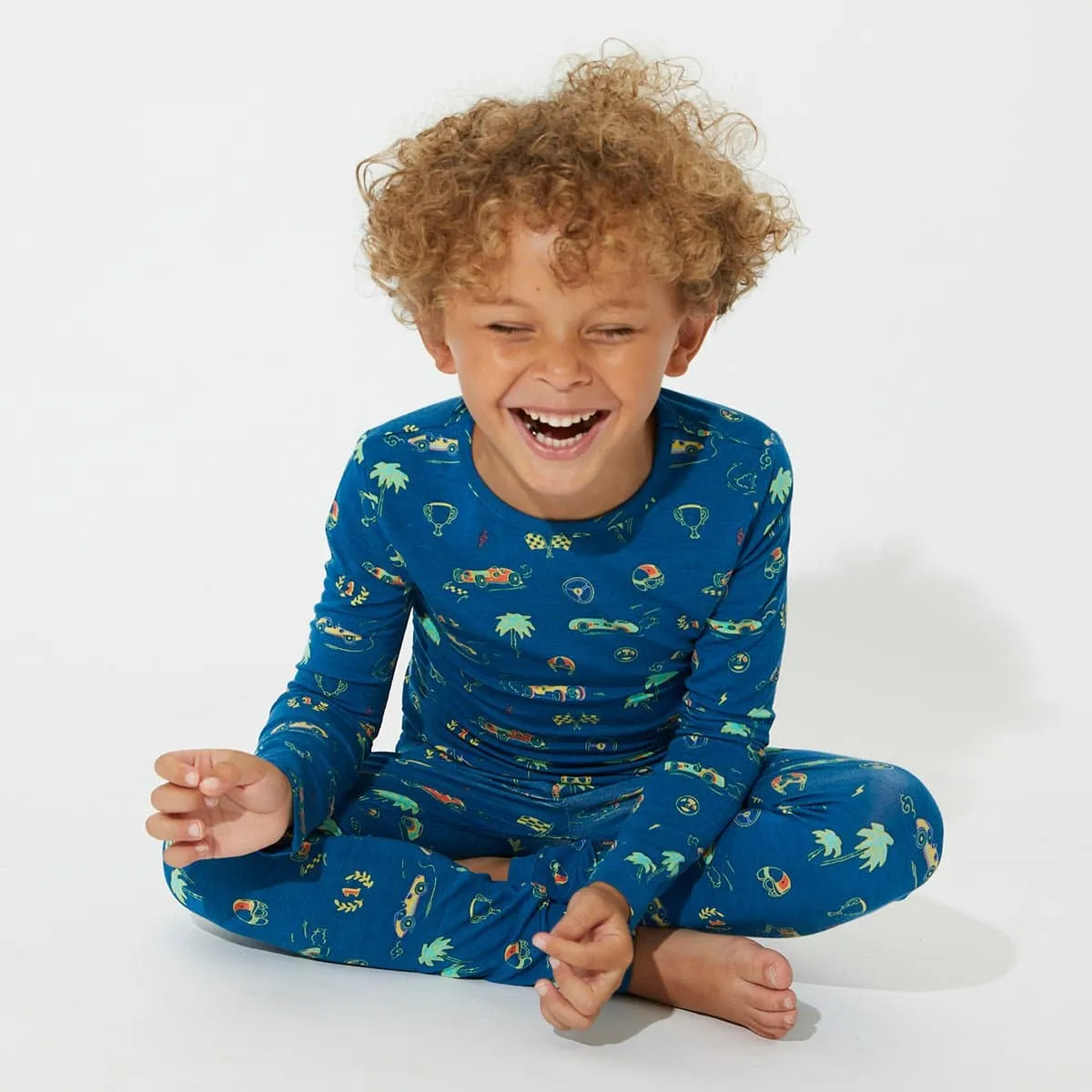 Monaco Blue Bamboo Kids Pajamas