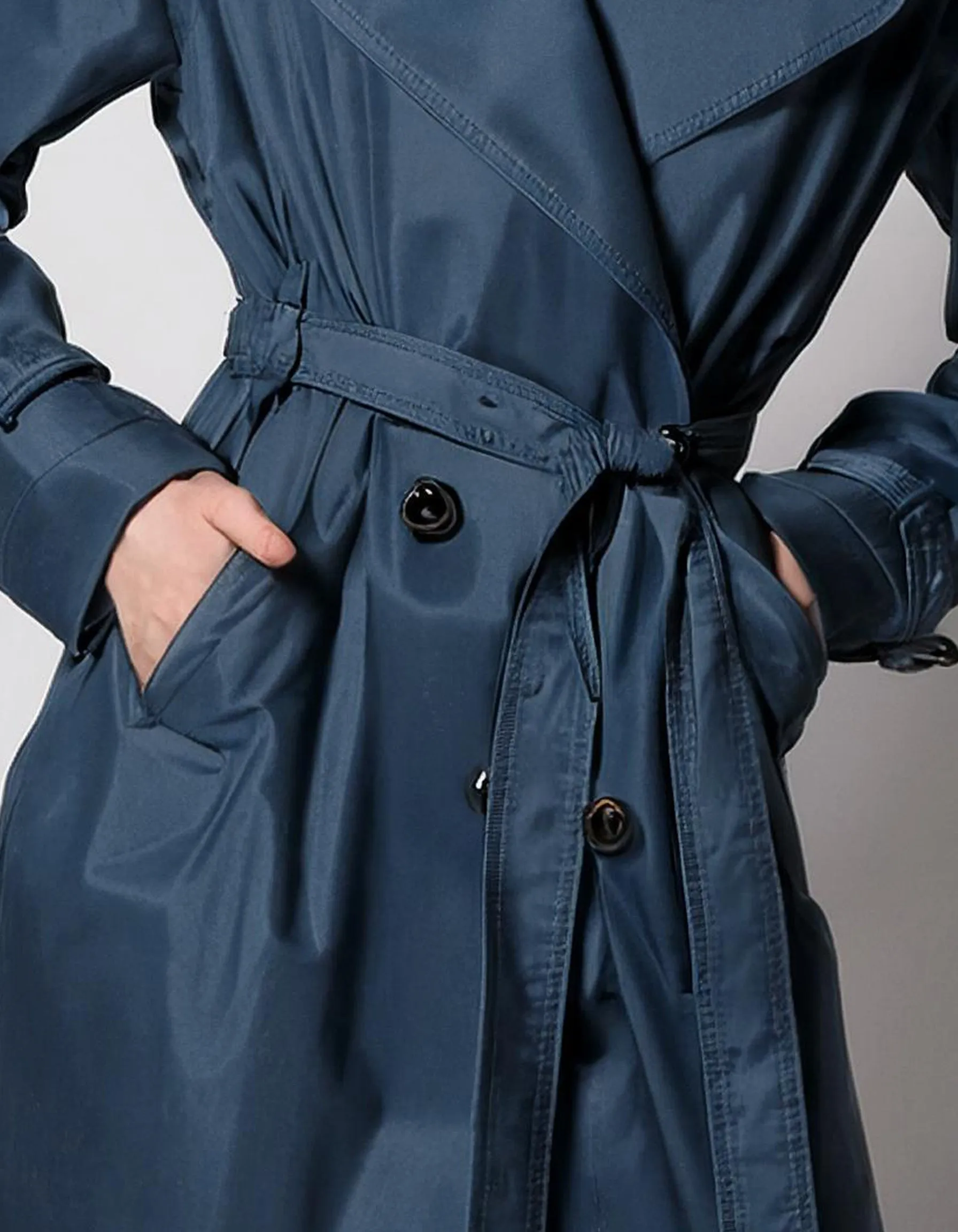 Navy Denim Trench Coats