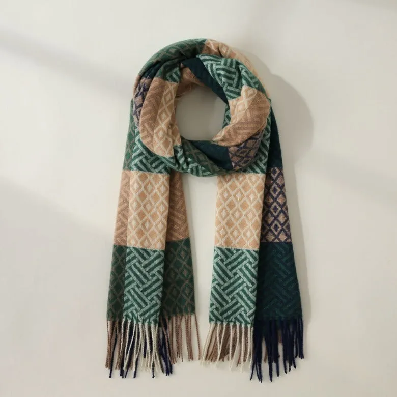 New imitation cashmere scarf color plaid sweet mid-length scarf print warm plaid scarf