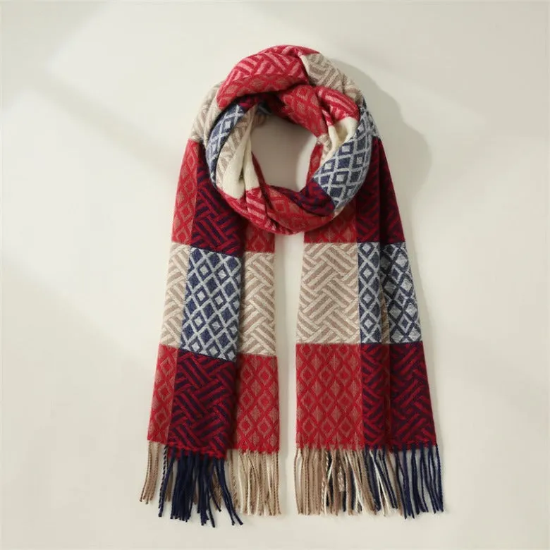 New imitation cashmere scarf color plaid sweet mid-length scarf print warm plaid scarf