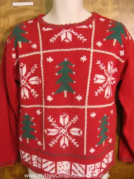 Nordic Pattern with Snow and Trees Tacky Xmas Sweater