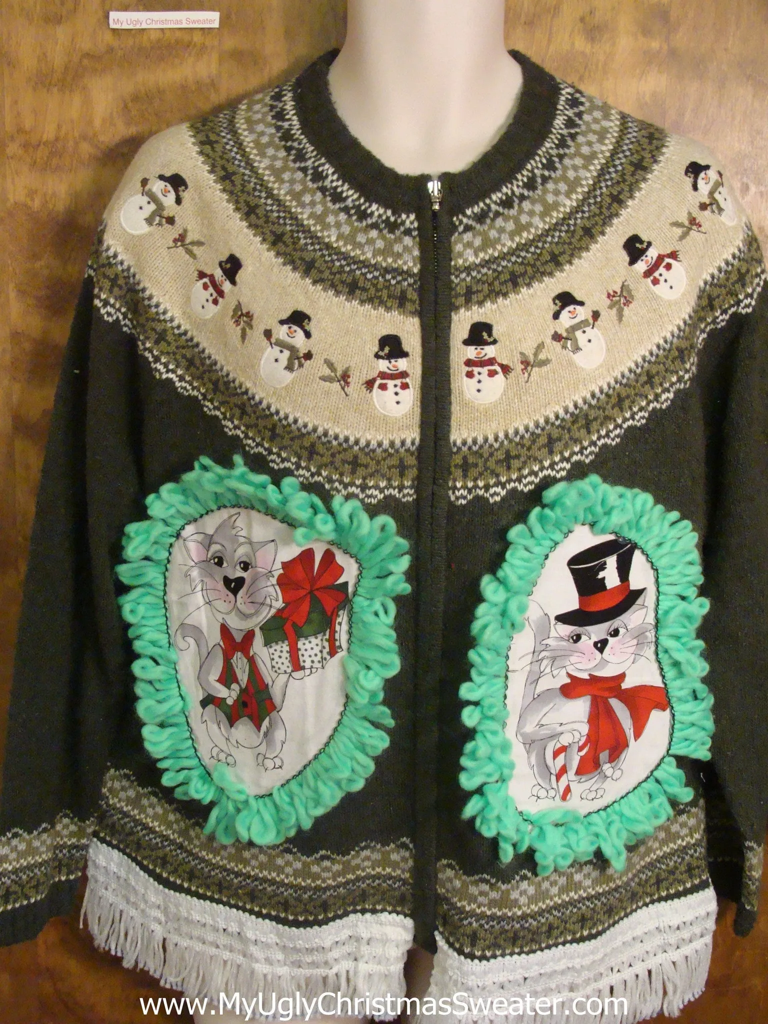 Nordic Pattern with Snowmen Cat Christmas Sweater