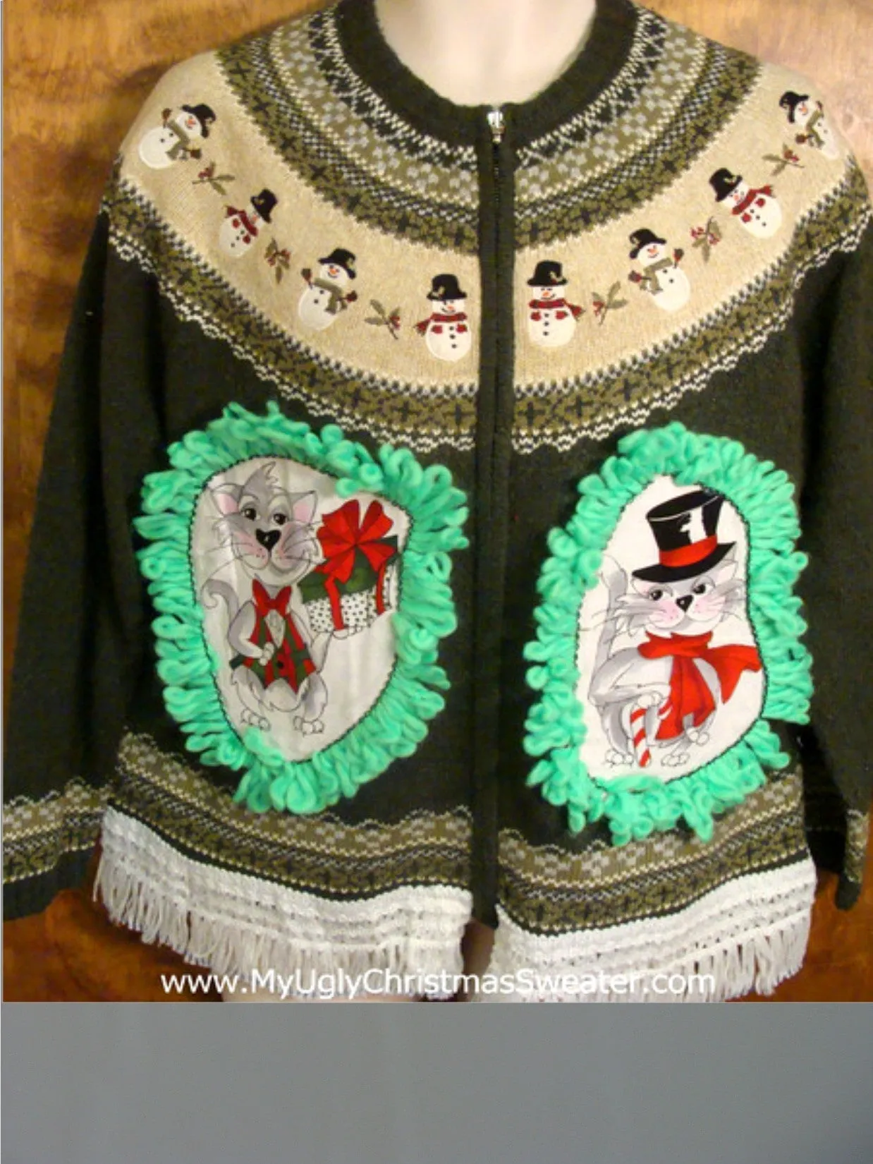 Nordic Pattern with Snowmen Cat Christmas Sweater