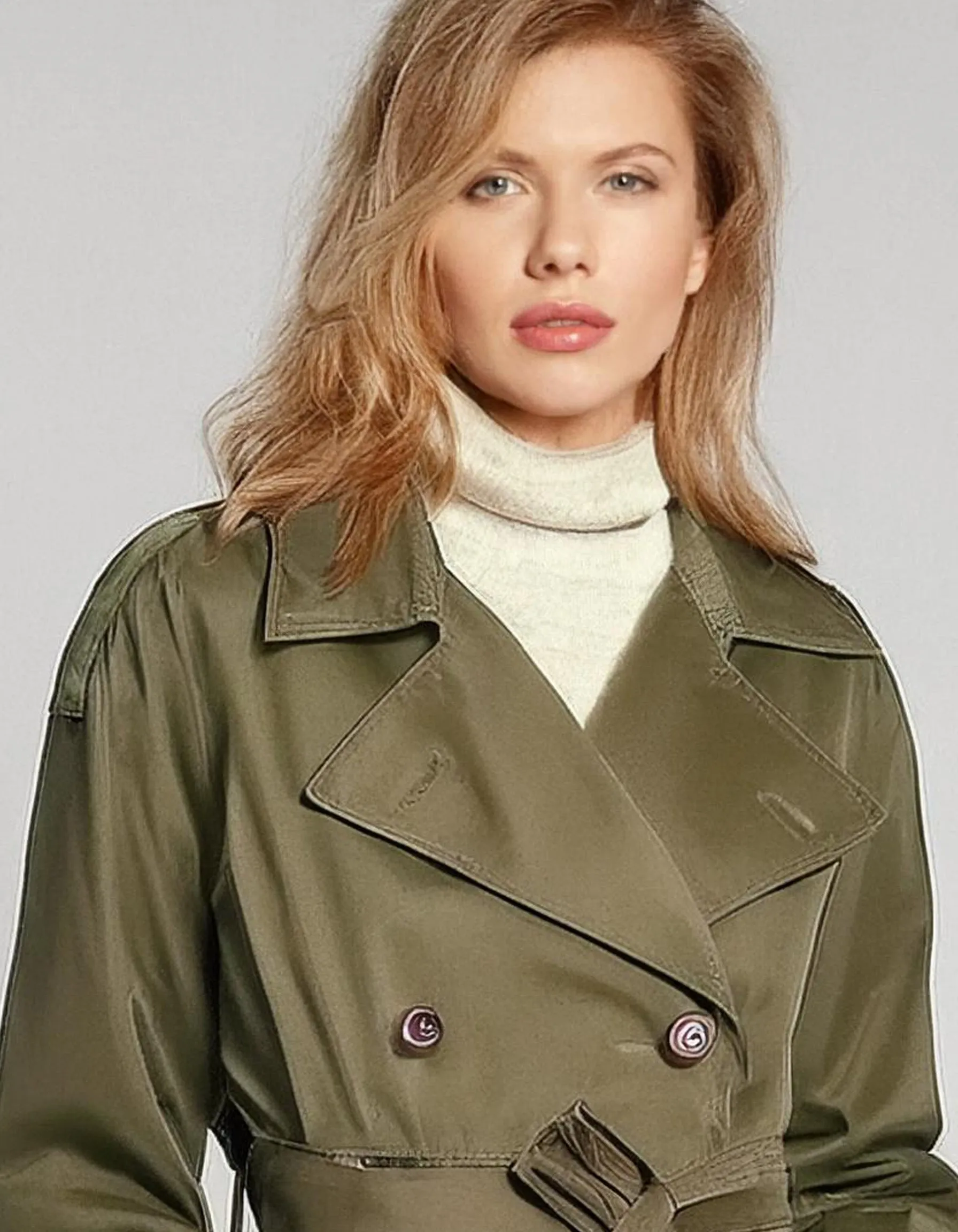 Olive Military-Inspired Trench Coats