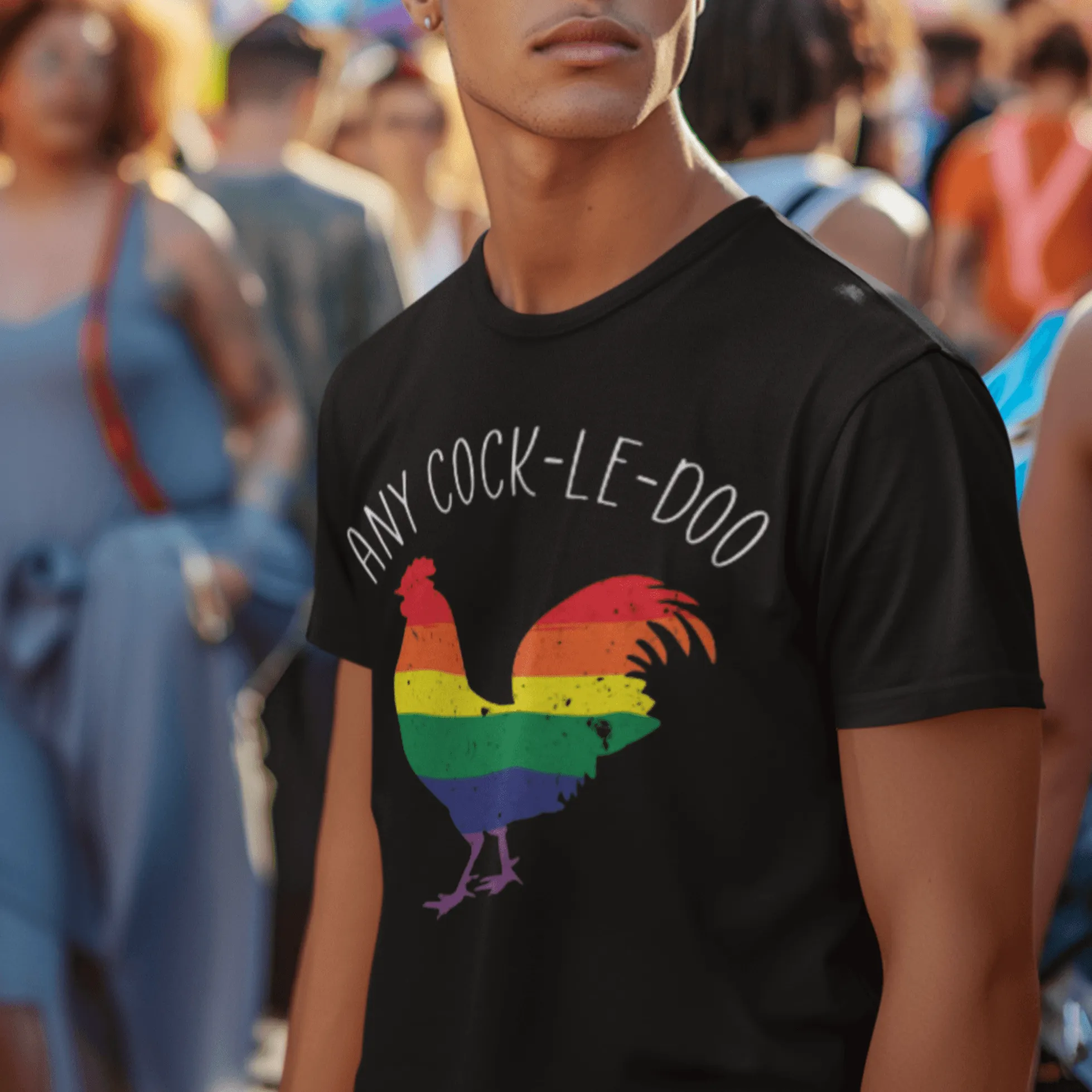 Pride T-shirt Any Cock-Le-Doo Short Sleeve 100% Cotton Crew Neck Top