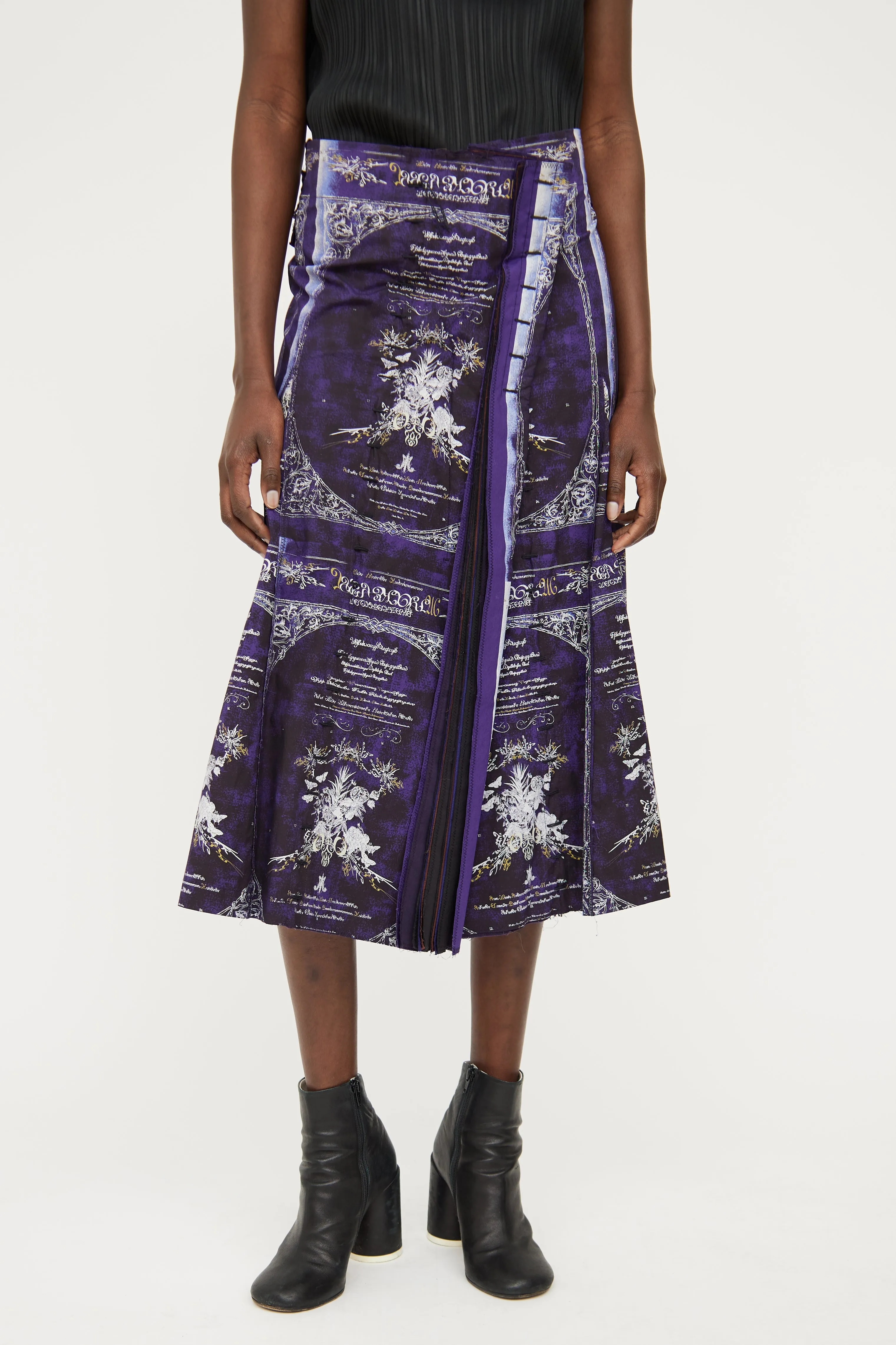 Purple Graphic Midi Skirt