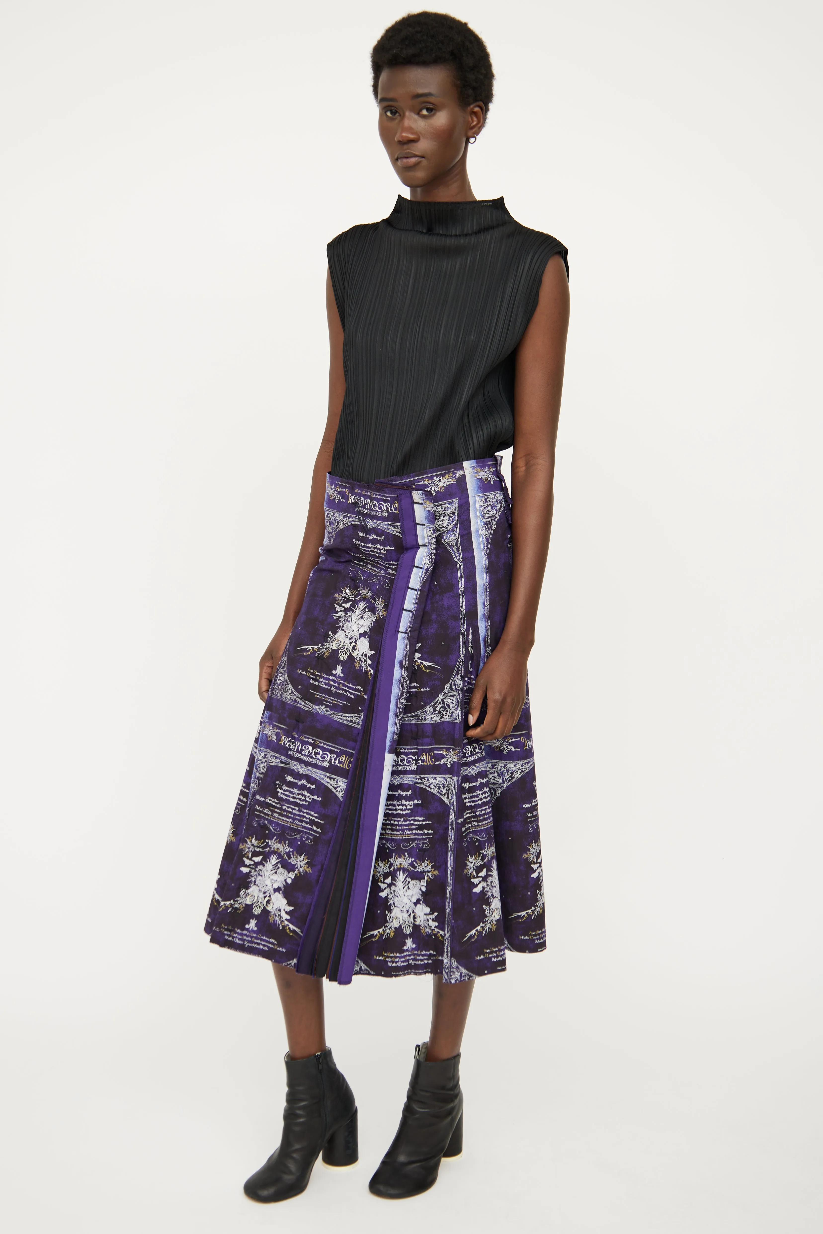 Purple Graphic Midi Skirt