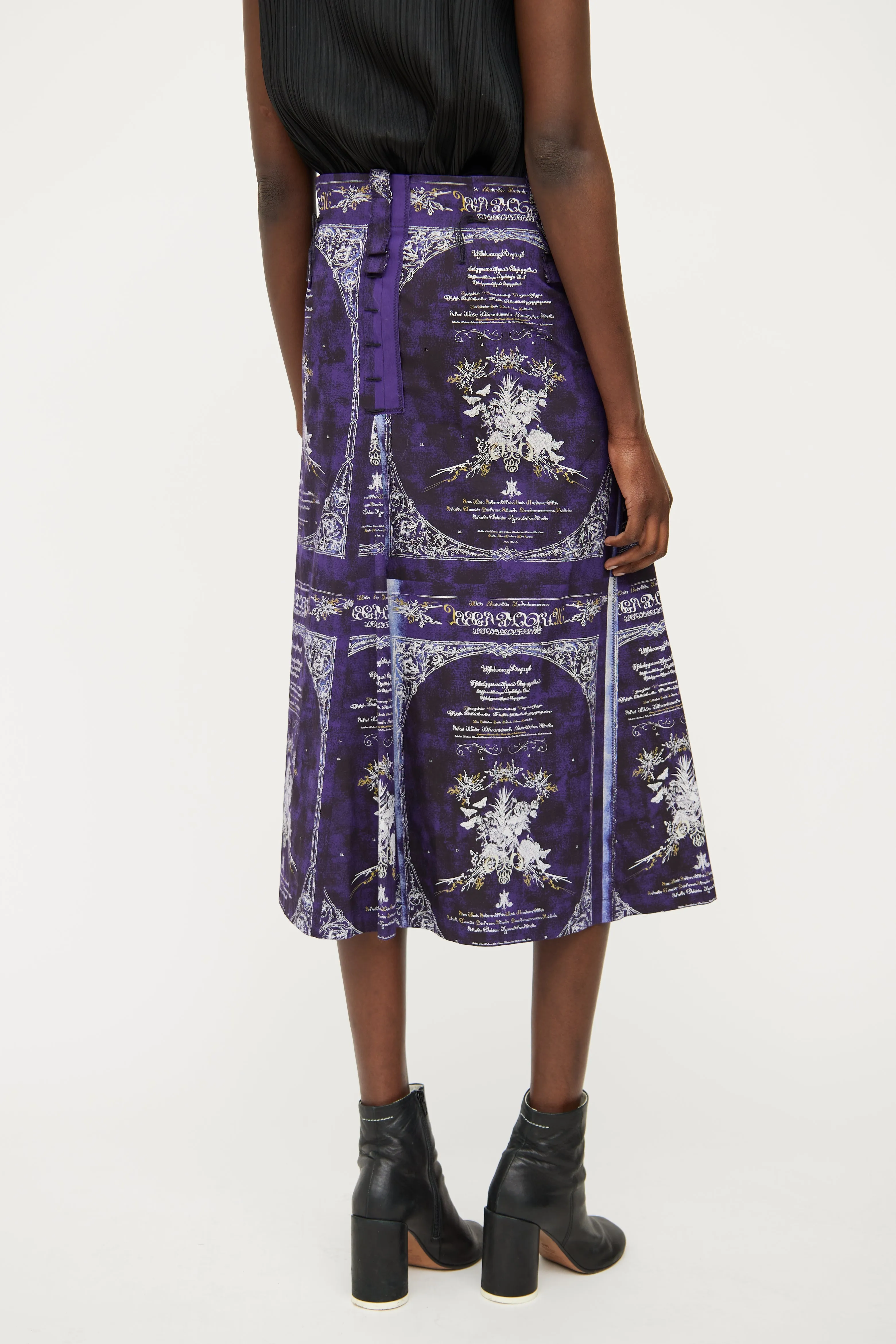 Purple Graphic Midi Skirt