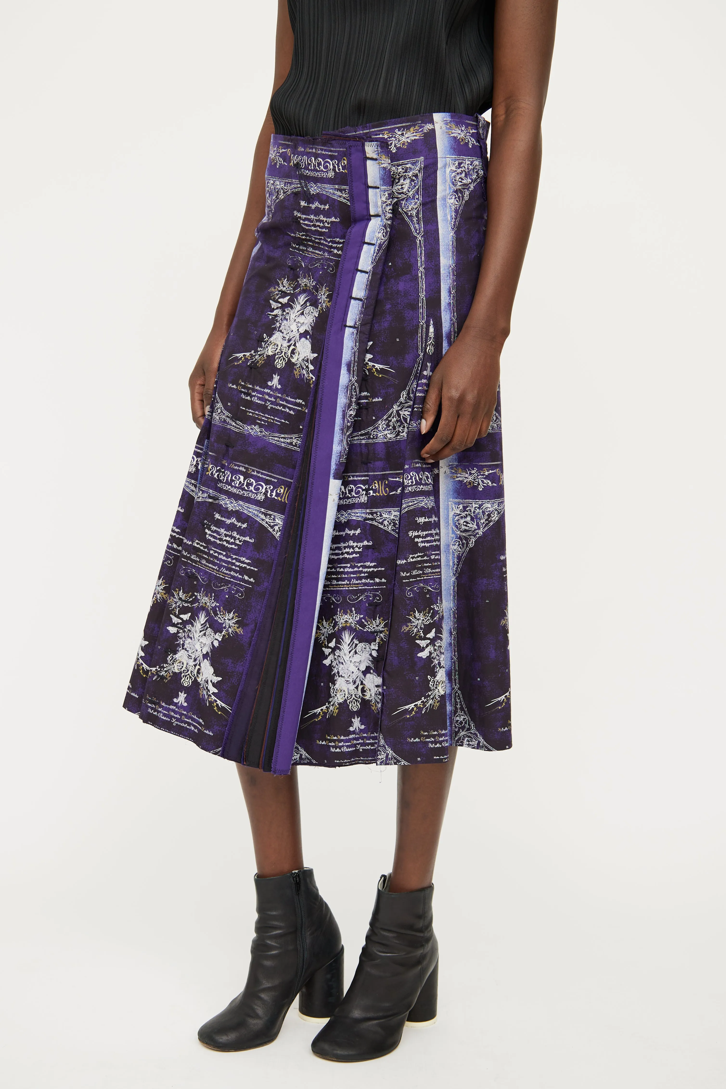 Purple Graphic Midi Skirt