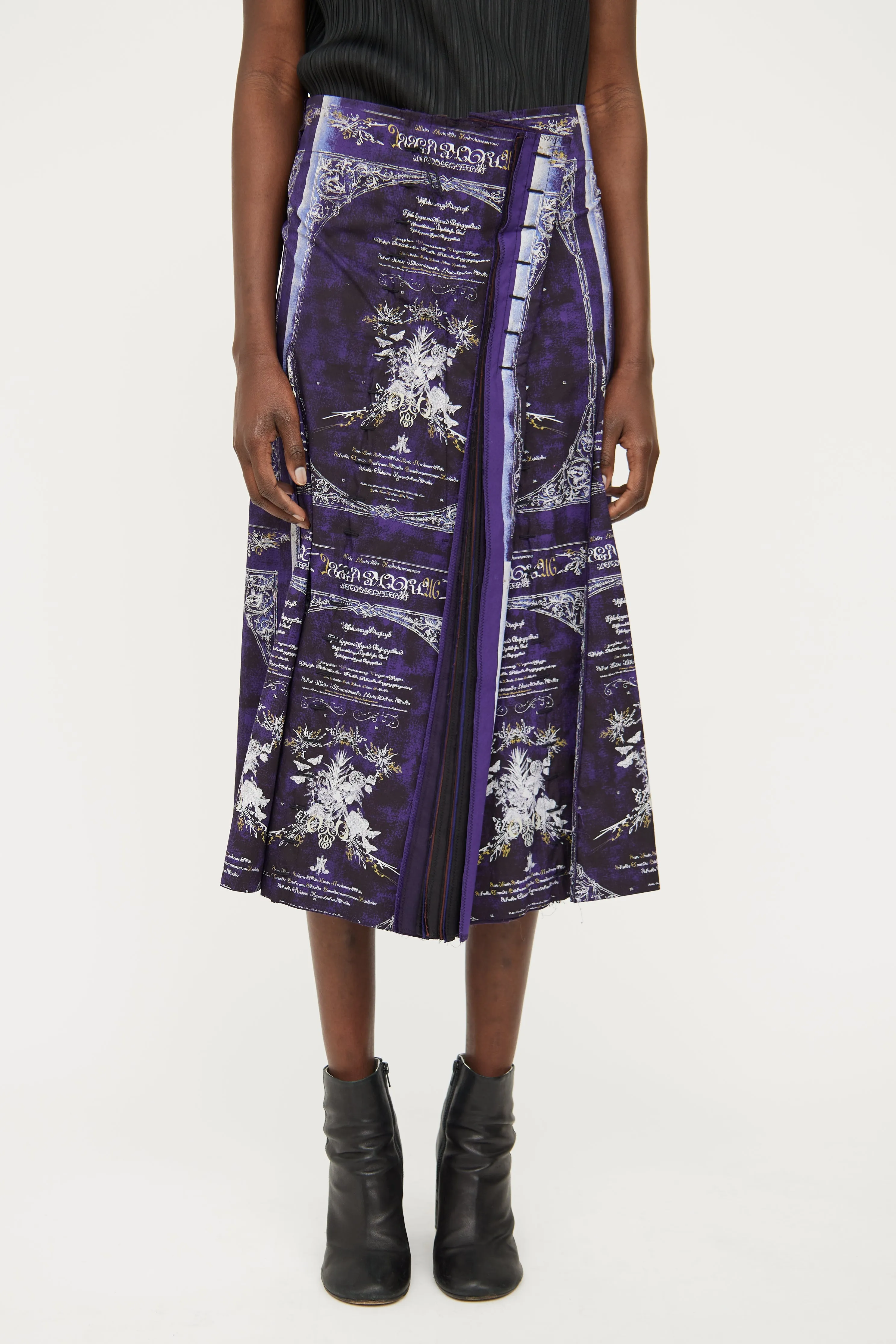 Purple Graphic Midi Skirt