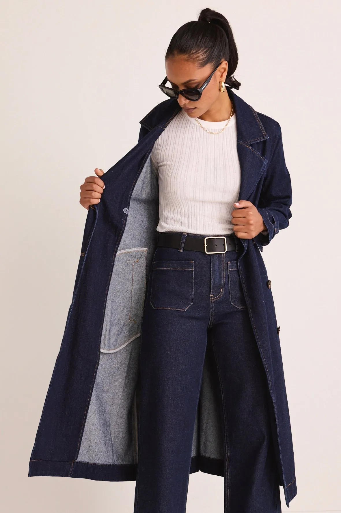 Rodeo Indigo Denim Trench Coat