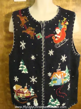 Santa Flying Up Funny Christmas Sweater Vest