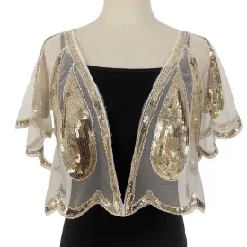 Sequin Mesh Shawl Wraps Evening Prom Cape Scarf