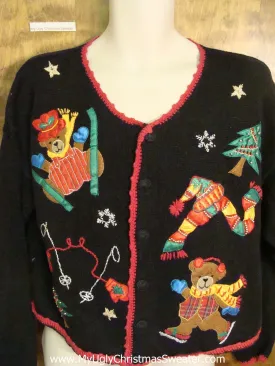 Skiing Bears Ugly Christmas Jumper