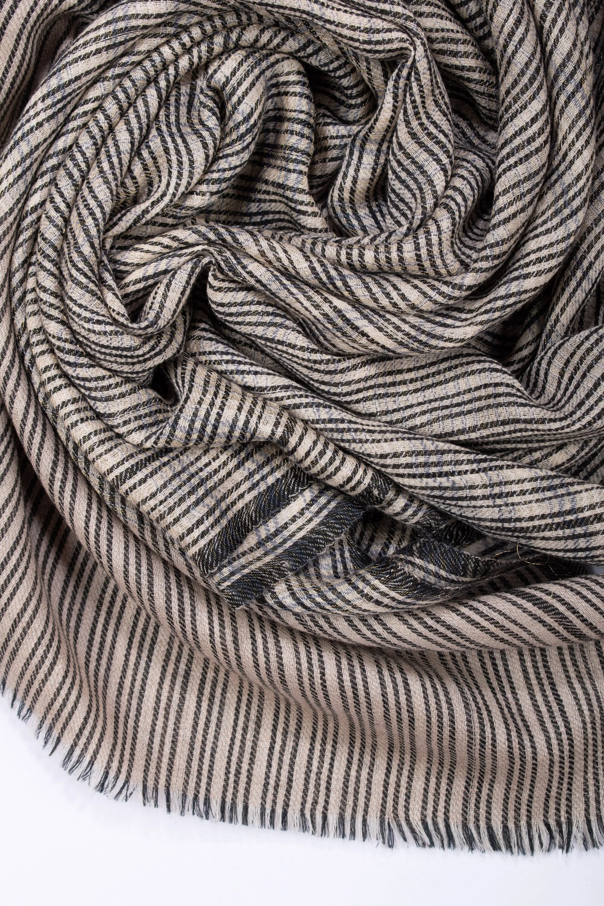 Small Stripes Pashmina Wraps, Stylish Cashmere Scarves, Slow Fashion, Boho Clothing, Gifting Ideas, Super Soft Shawls, 28x80" - LORETTA