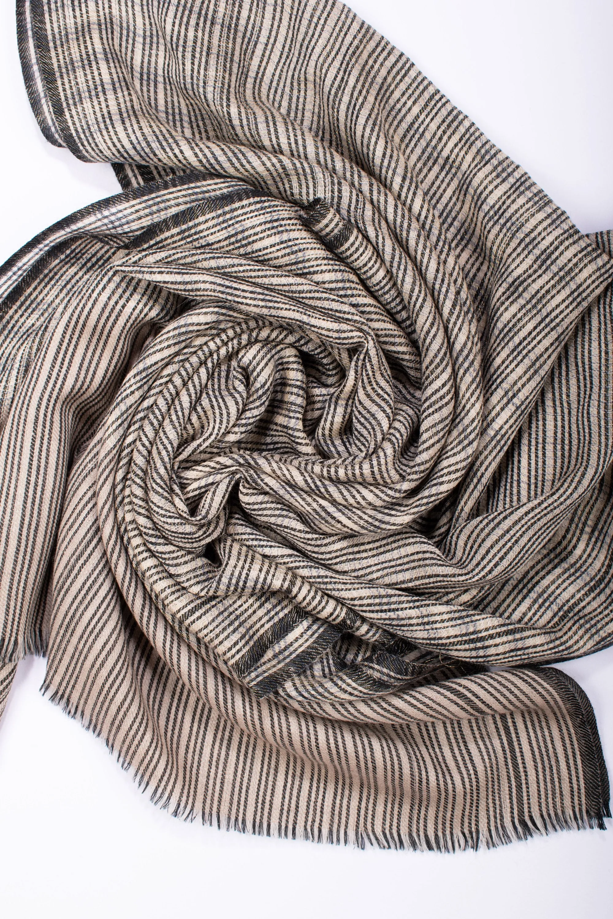 Small Stripes Pashmina Wraps, Stylish Cashmere Scarves, Slow Fashion, Boho Clothing, Gifting Ideas, Super Soft Shawls, 28x80" - LORETTA