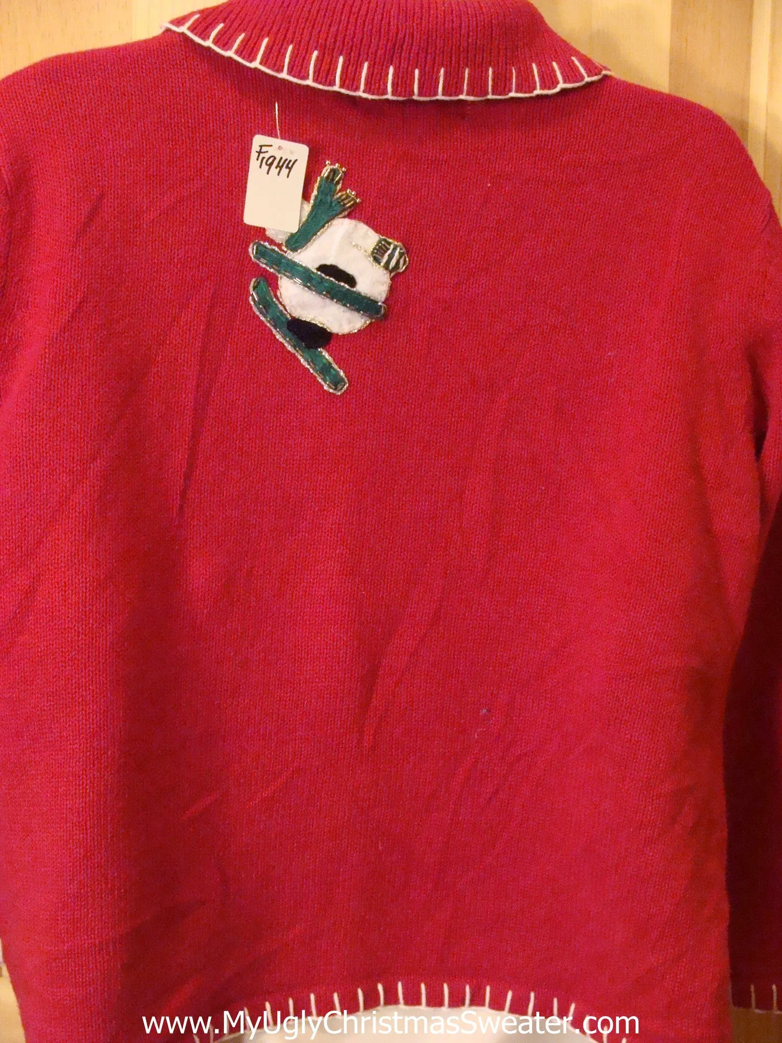 Snowman Skiing Red Christmas Sweater