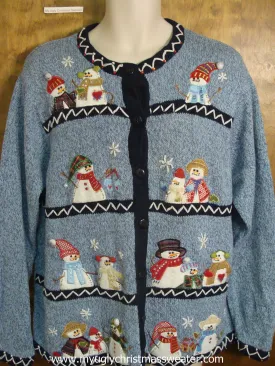 Snowmen Families Hanging Out Christmas Party Sweater