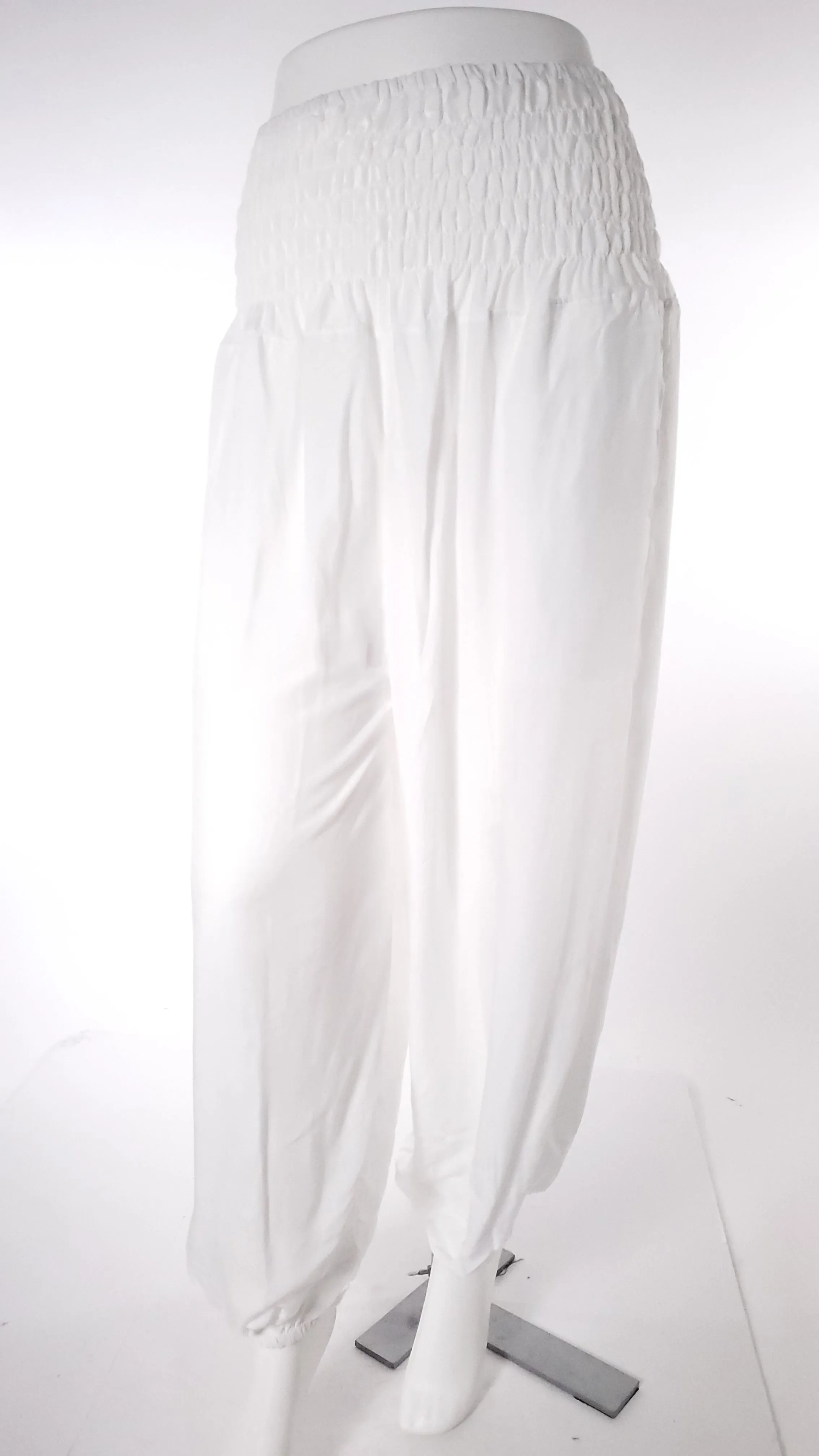 Straight Leg Harem Pants In Solid White