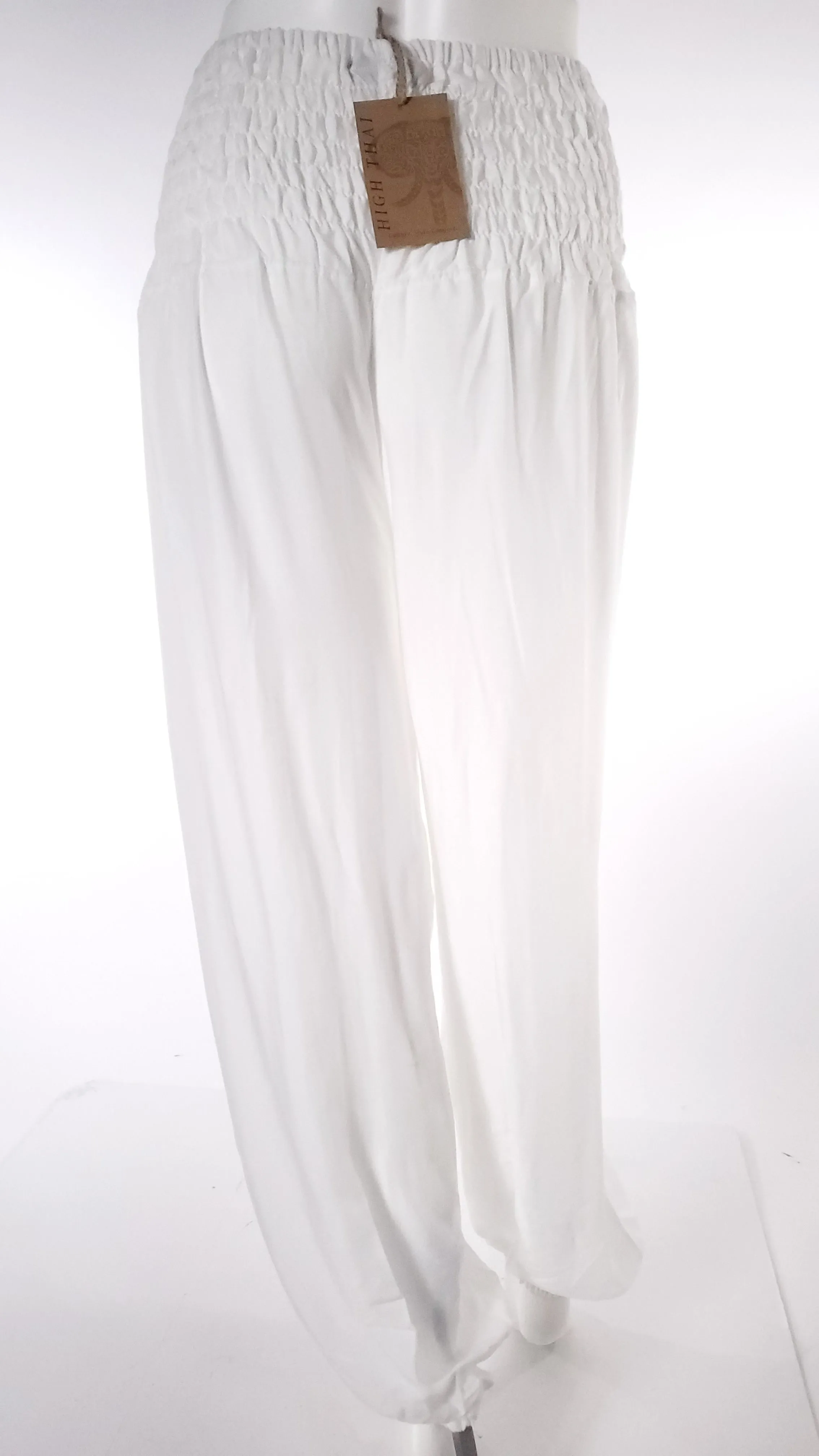 Straight Leg Harem Pants In Solid White