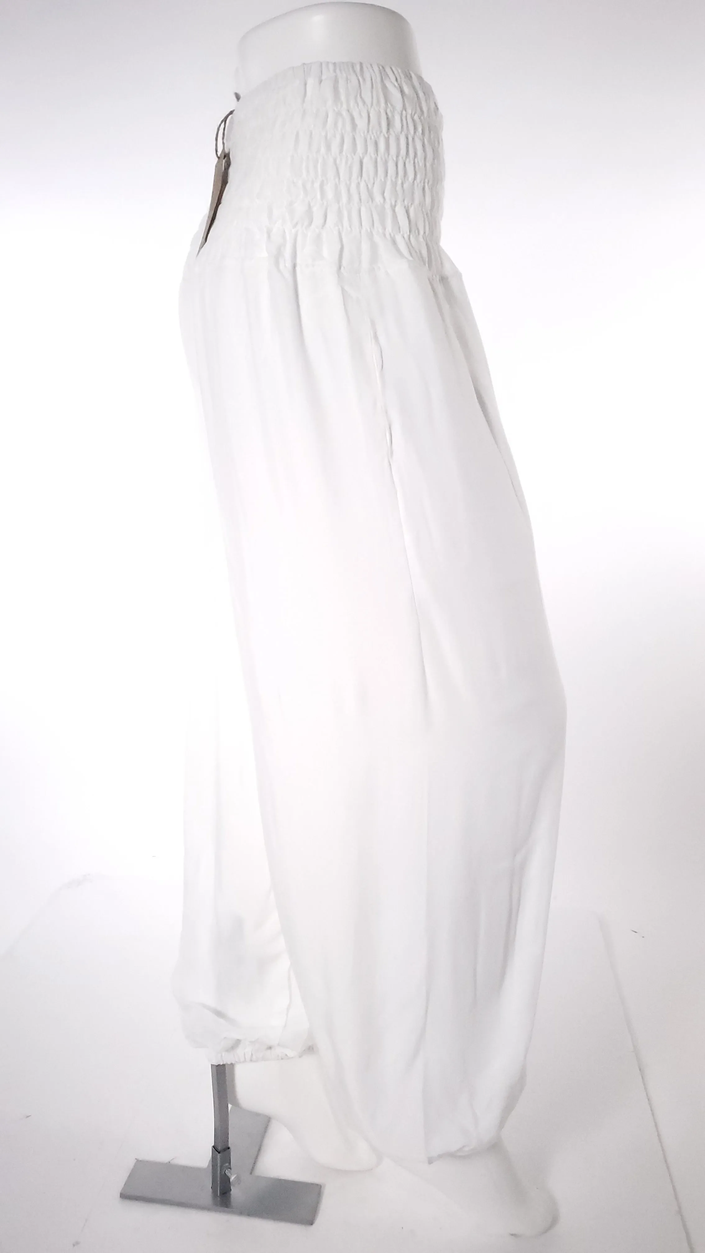 Straight Leg Harem Pants In Solid White