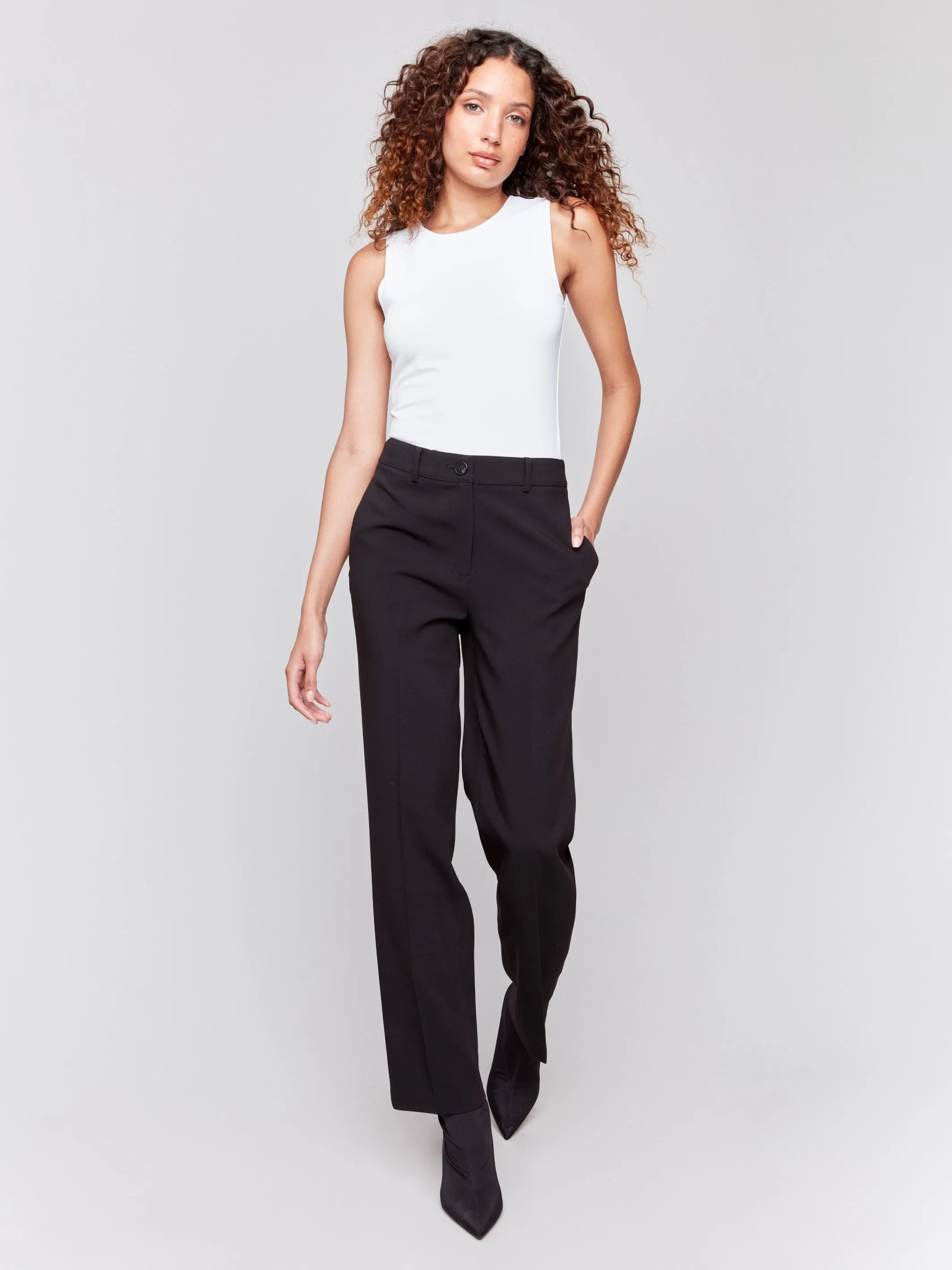 Straight Leg Pants - Black