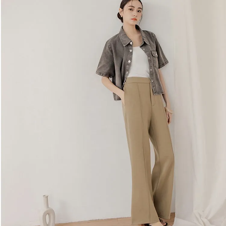 Stretchy Slimming Fit Elastic Waist Long Pants Trousers