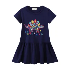 Toddler/Kid Girls Cartoon Dino Blossom Design Dress