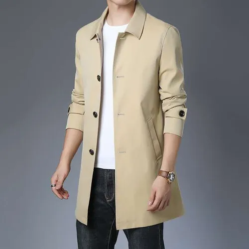 West Louis™ Executive Business Solid Trench Coat