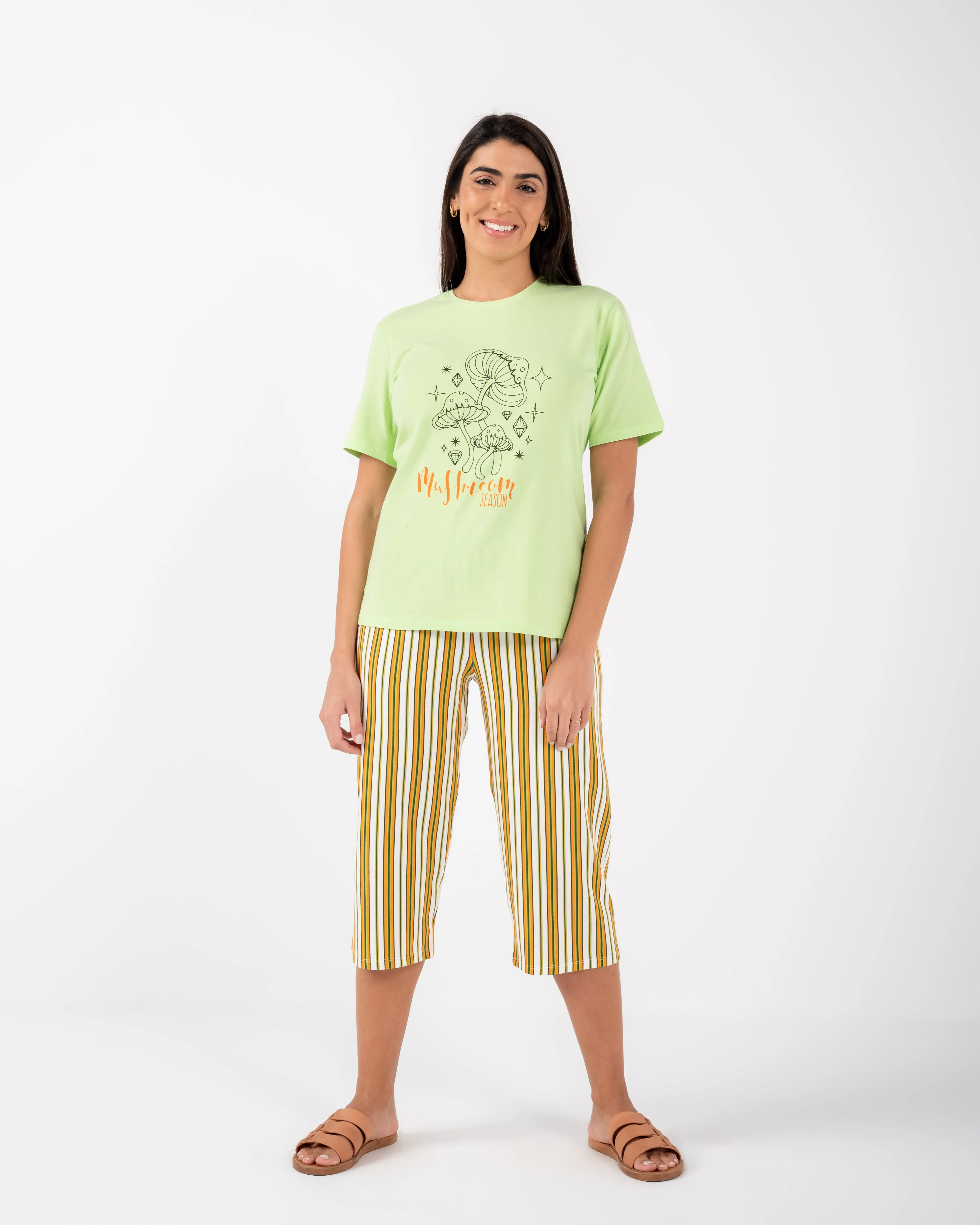 Women Cotton pantacourt short sleeve pijamas