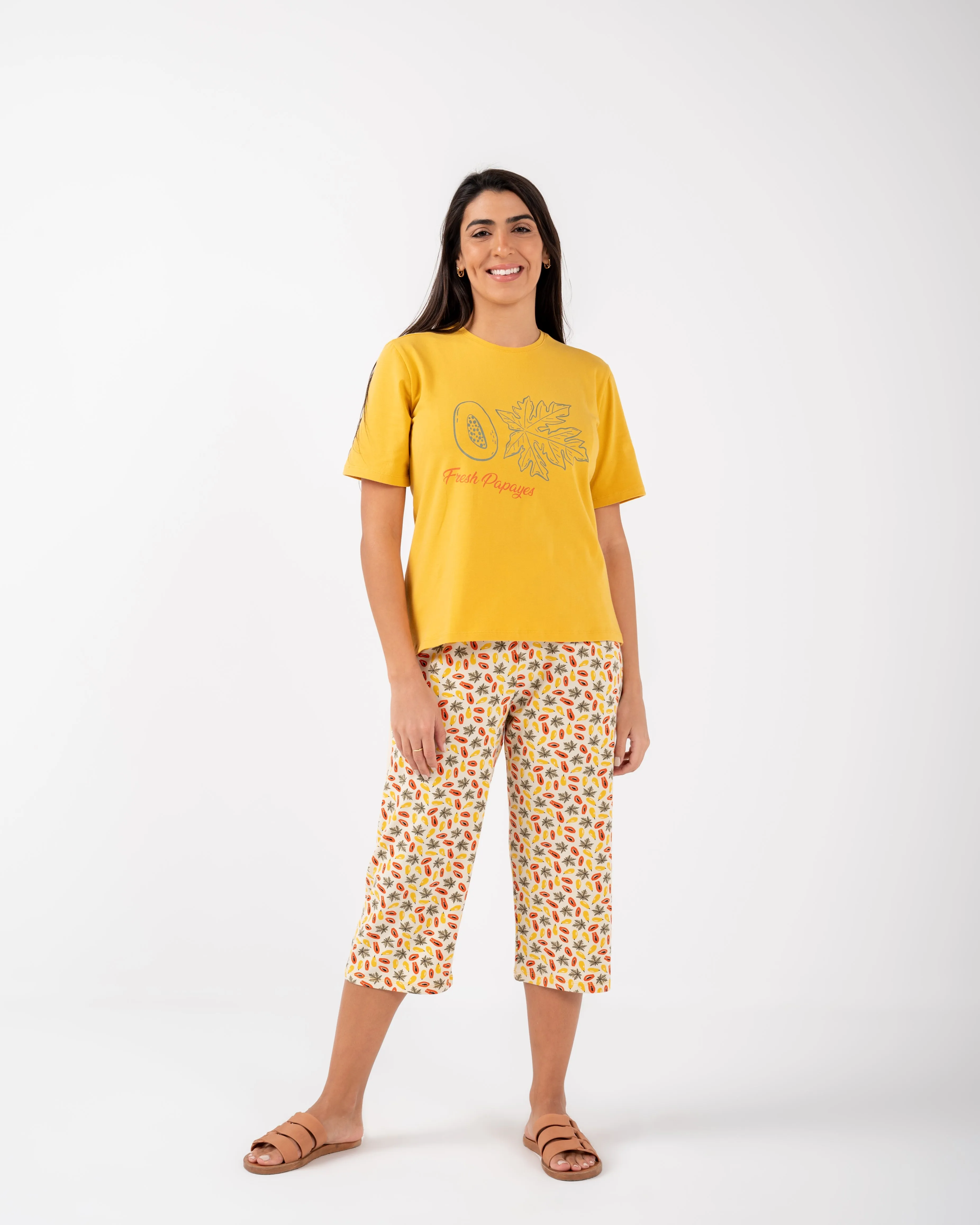 Women Cotton pantacourt short sleeve pijamas