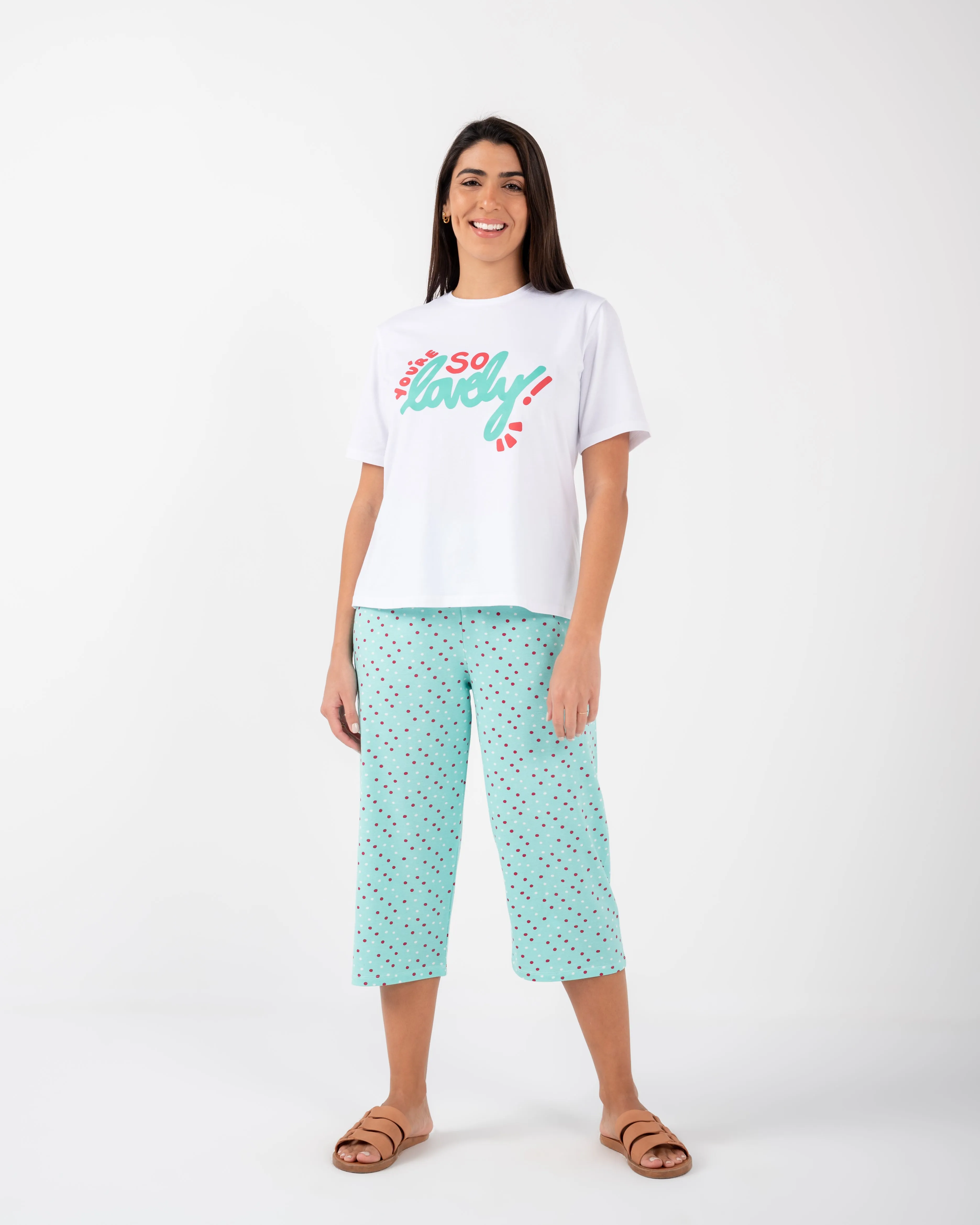 Women Cotton pantacourt short sleeve pijamas