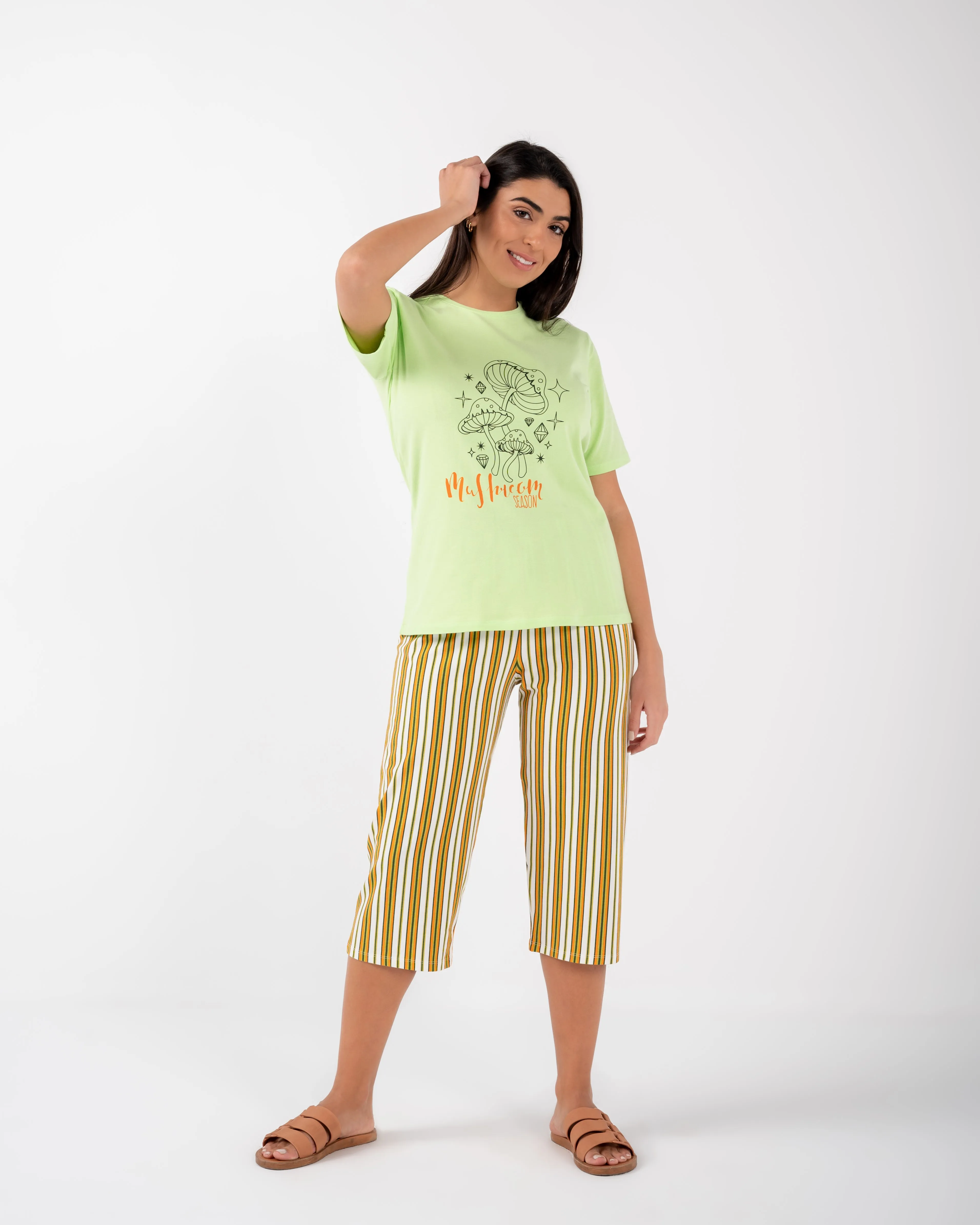 Women Cotton pantacourt short sleeve pijamas