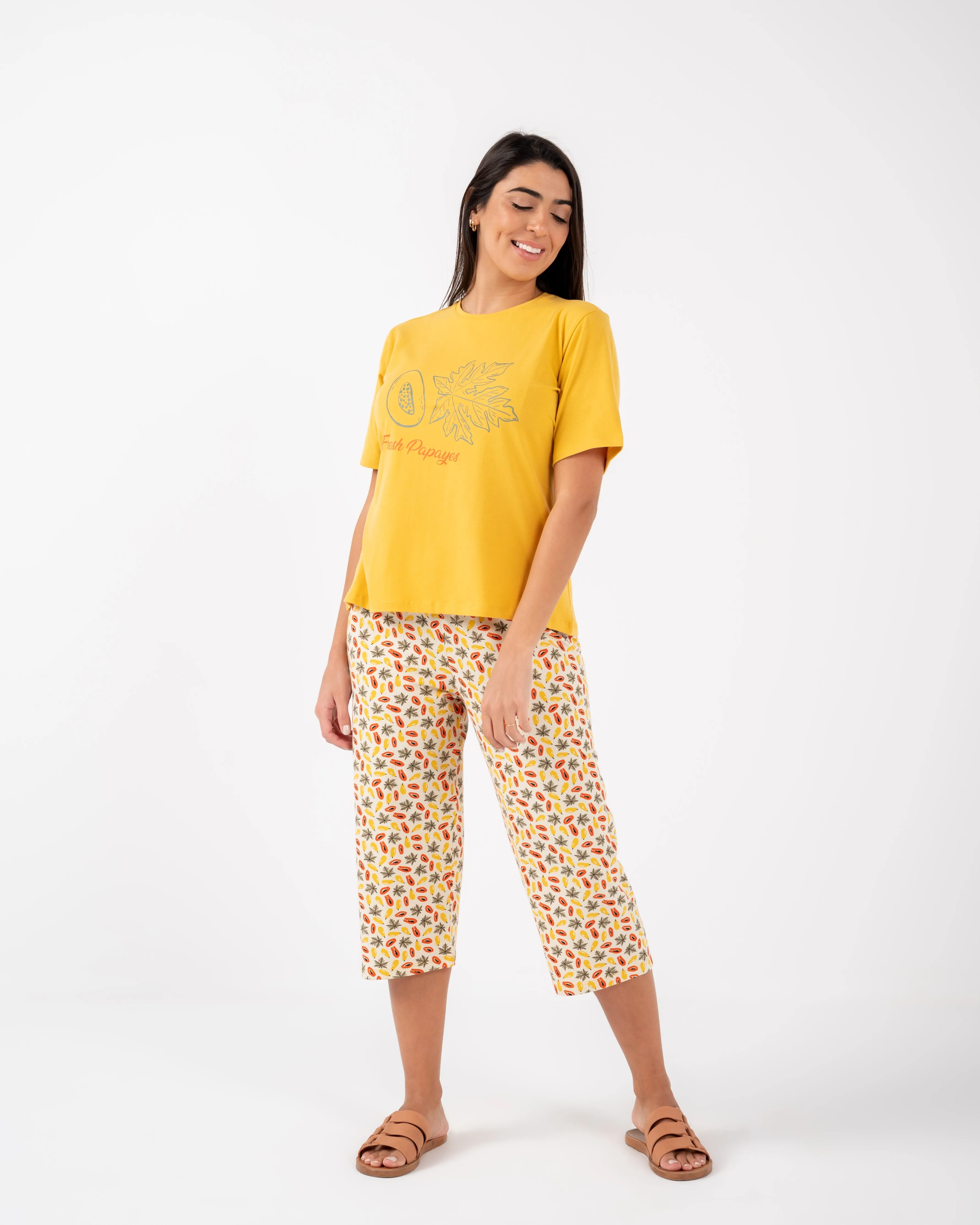 Women Cotton pantacourt short sleeve pijamas