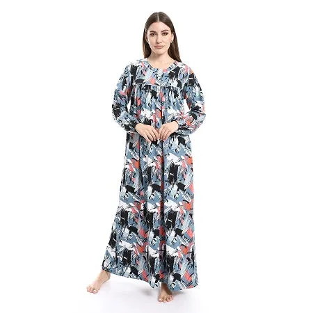 Women's Long - Sleeved Summer Comfort Dress - Multicolor