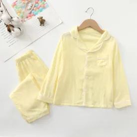 Yellow Kids Cotton Gauze Pajama Set